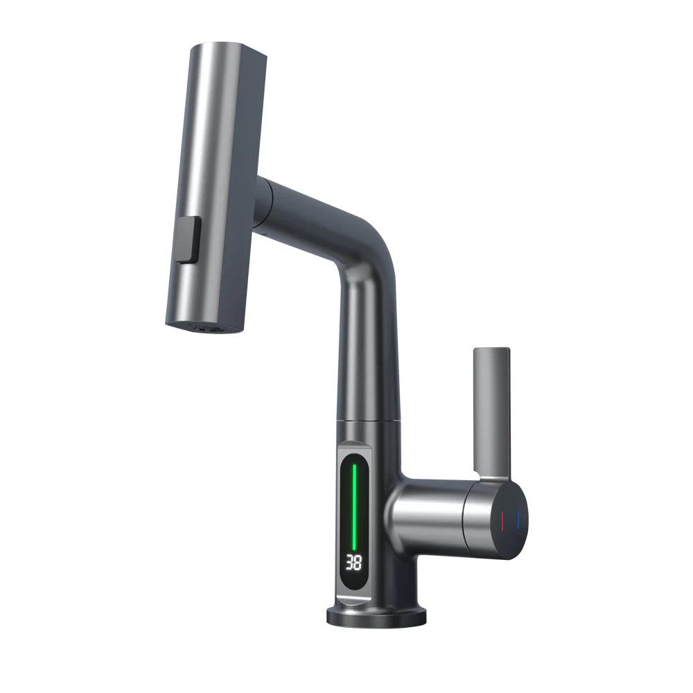 Intelligent Digital Display Pull-Out Basin Faucet with Temperature Control Alteris