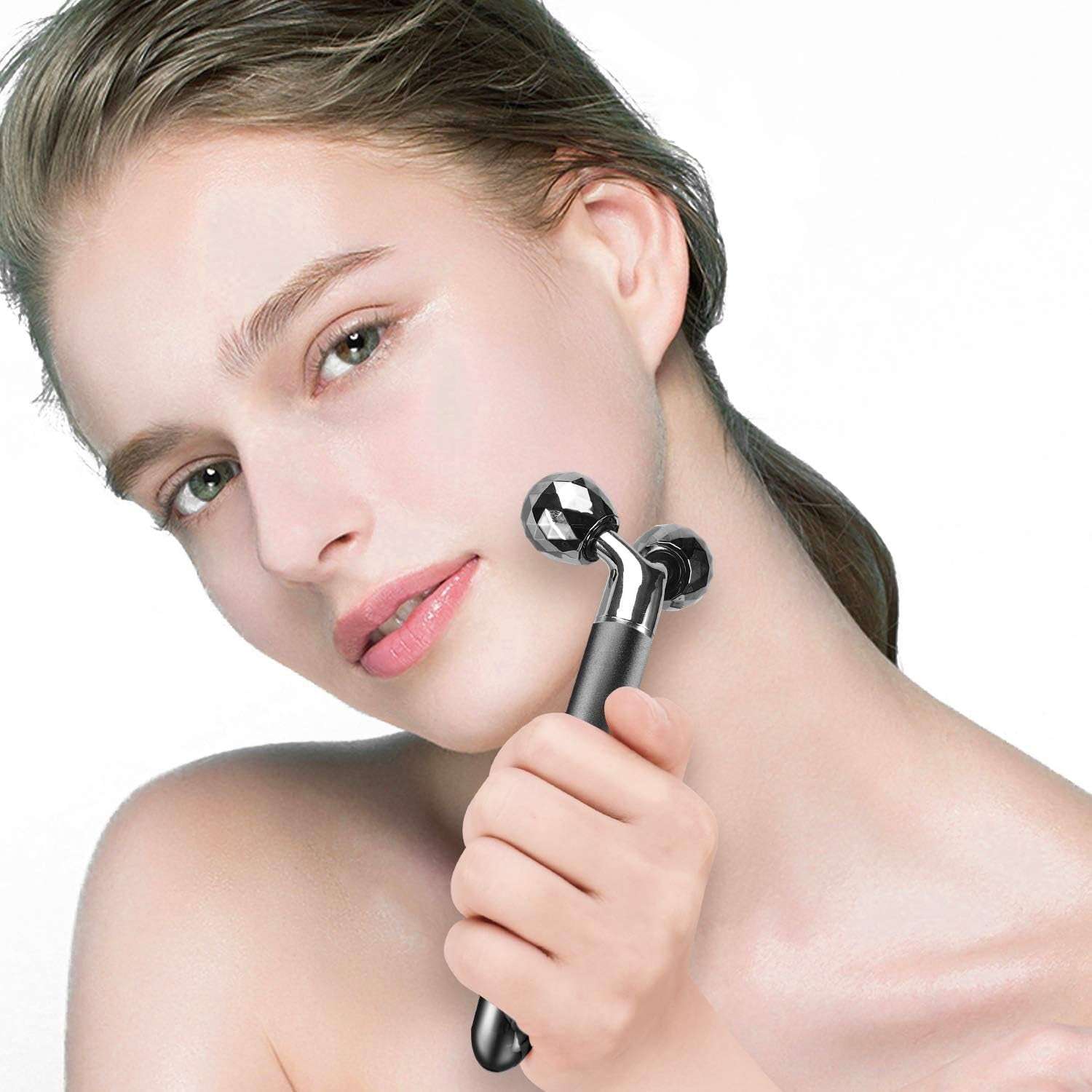 3 - in - 1 Electric Jade Roller and 3D Facial Massager Rose Quartz - Alteris