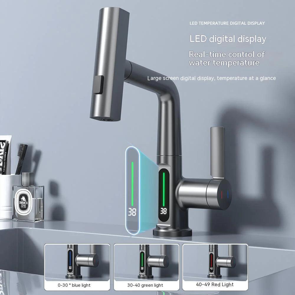 Intelligent Digital Display Pull-Out Basin Faucet with Temperature Control Alteris