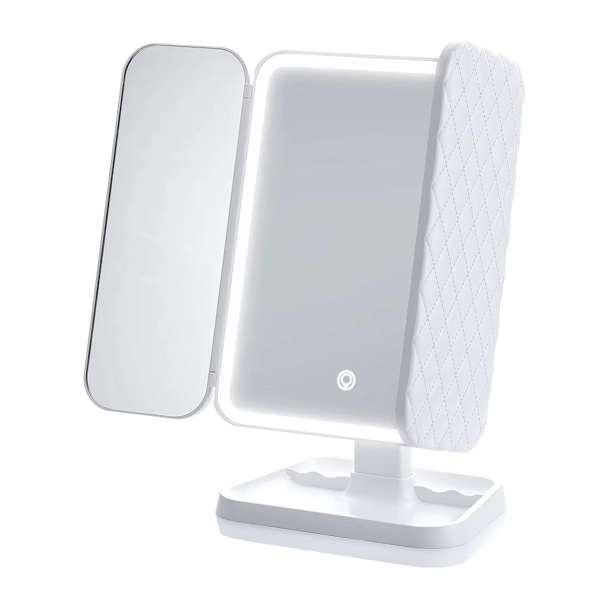 Trifold Makeup Mirror with LED Lights for Smart Complementary Makeup Alteris