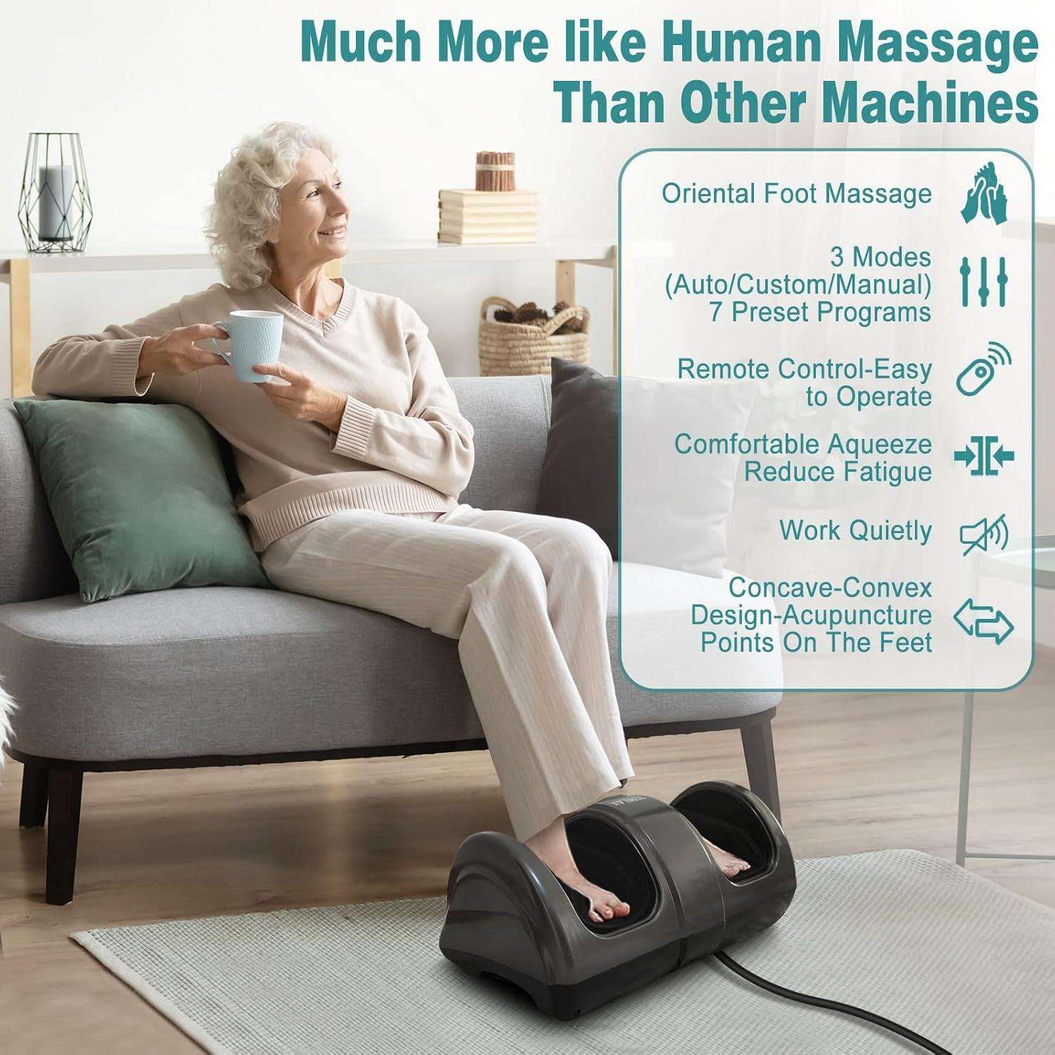 Shiatsu Foot and Calf Massager with Remote for Pain Relief and Deep Kneading Alteris
