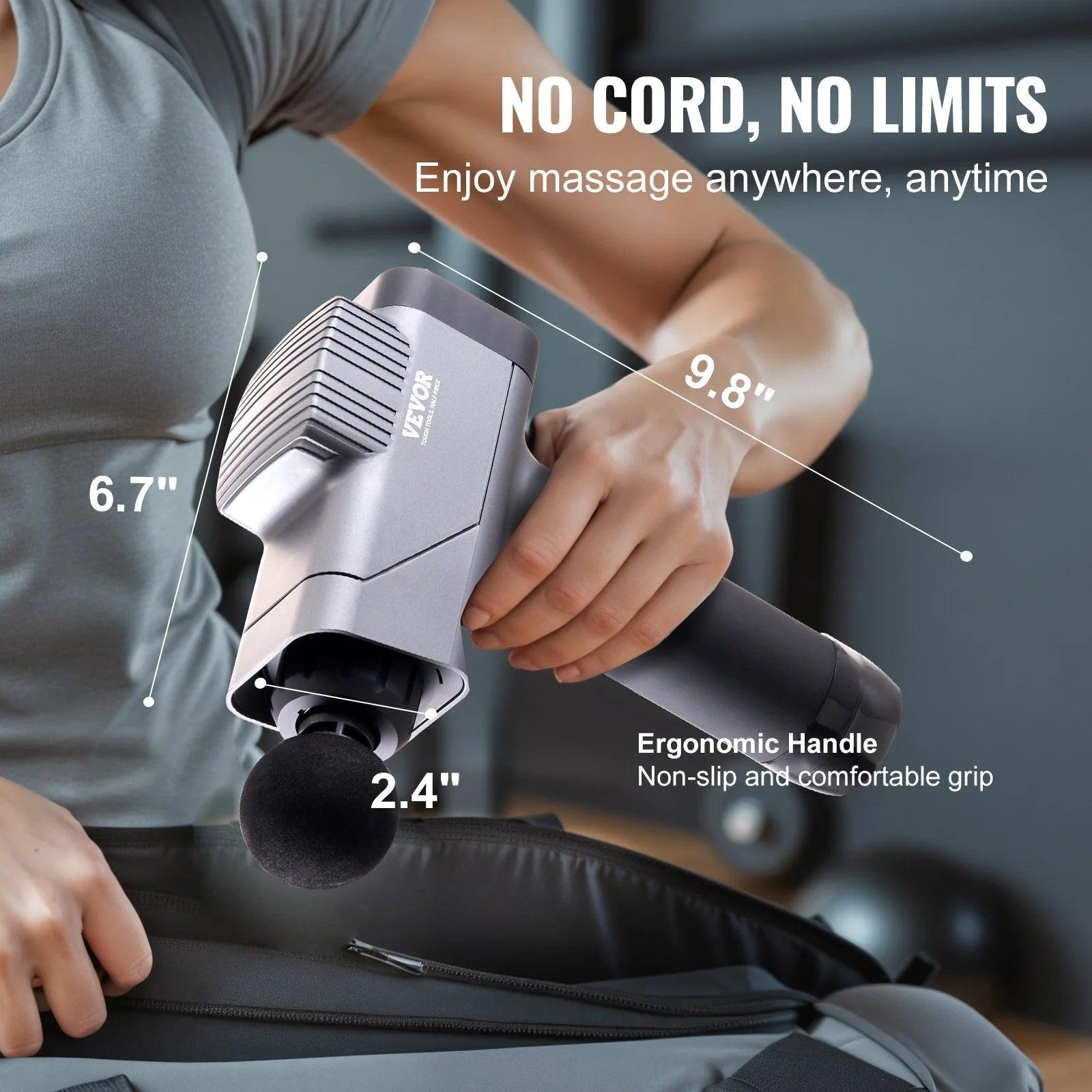 Deep Tissue Massage Gun with 8 Speed Levels and 6 Massage Heads for Pain Relief and Muscle Relaxation Alteris