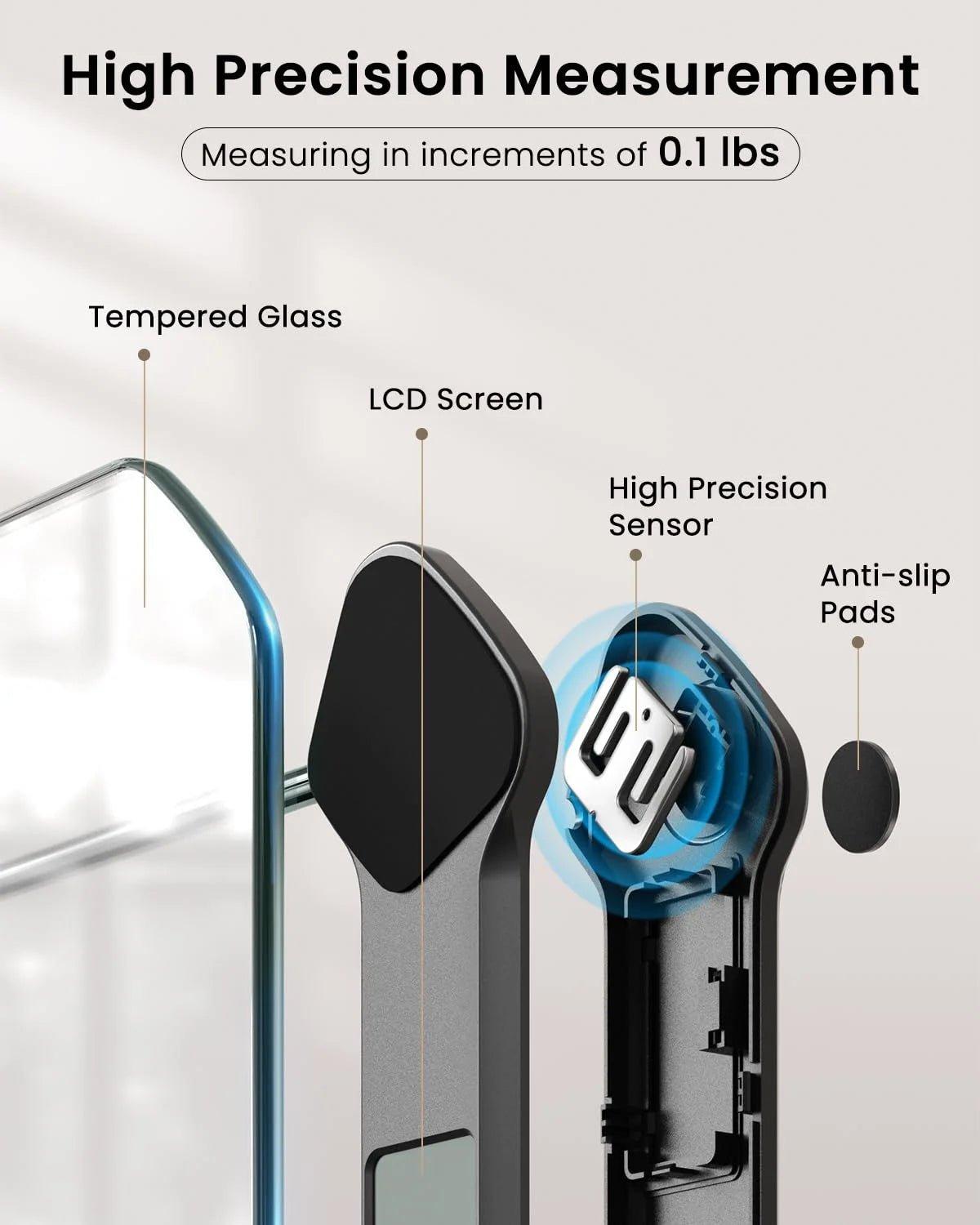 Digital Bathroom Scale with High Precision Sensors, 400 Lbs Capacity - Alteris