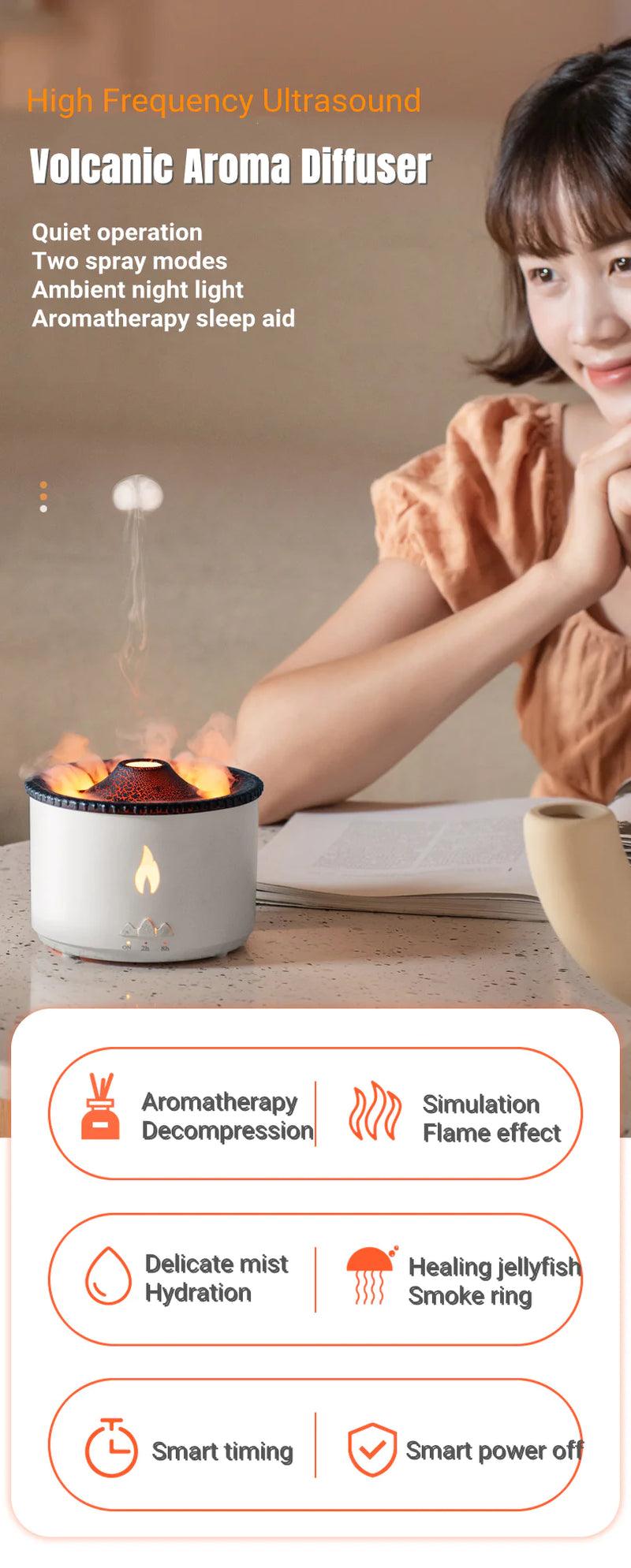 Creative Ultrasonic Volcano Aromatherapy Humidifier and Essential Oil Diffuser Alteris