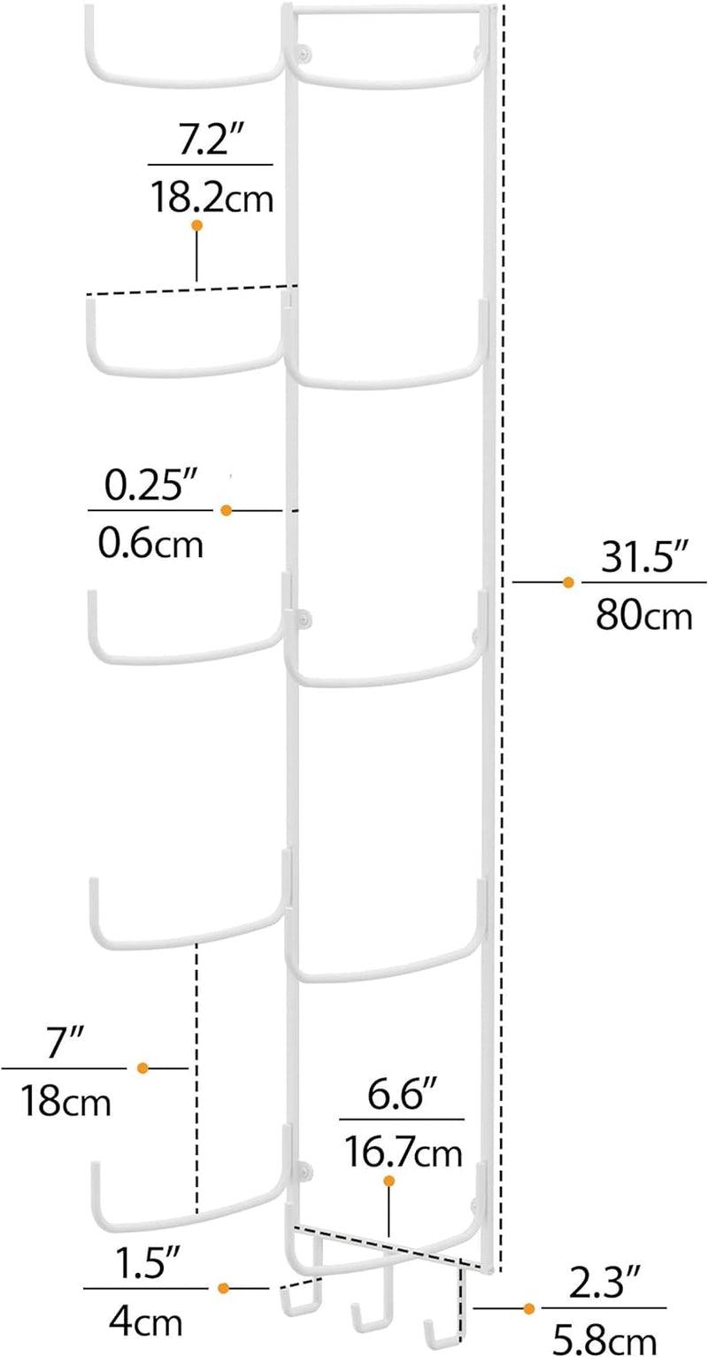 Guru Wall Mounted Yoga Mat Holder with 3 Hooks and 5 - Section Design - Alteris