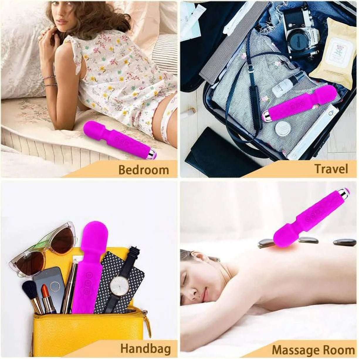 Rechargeable Mini Wand Massager with 8 Speeds and 20 Vibrations - Alteris