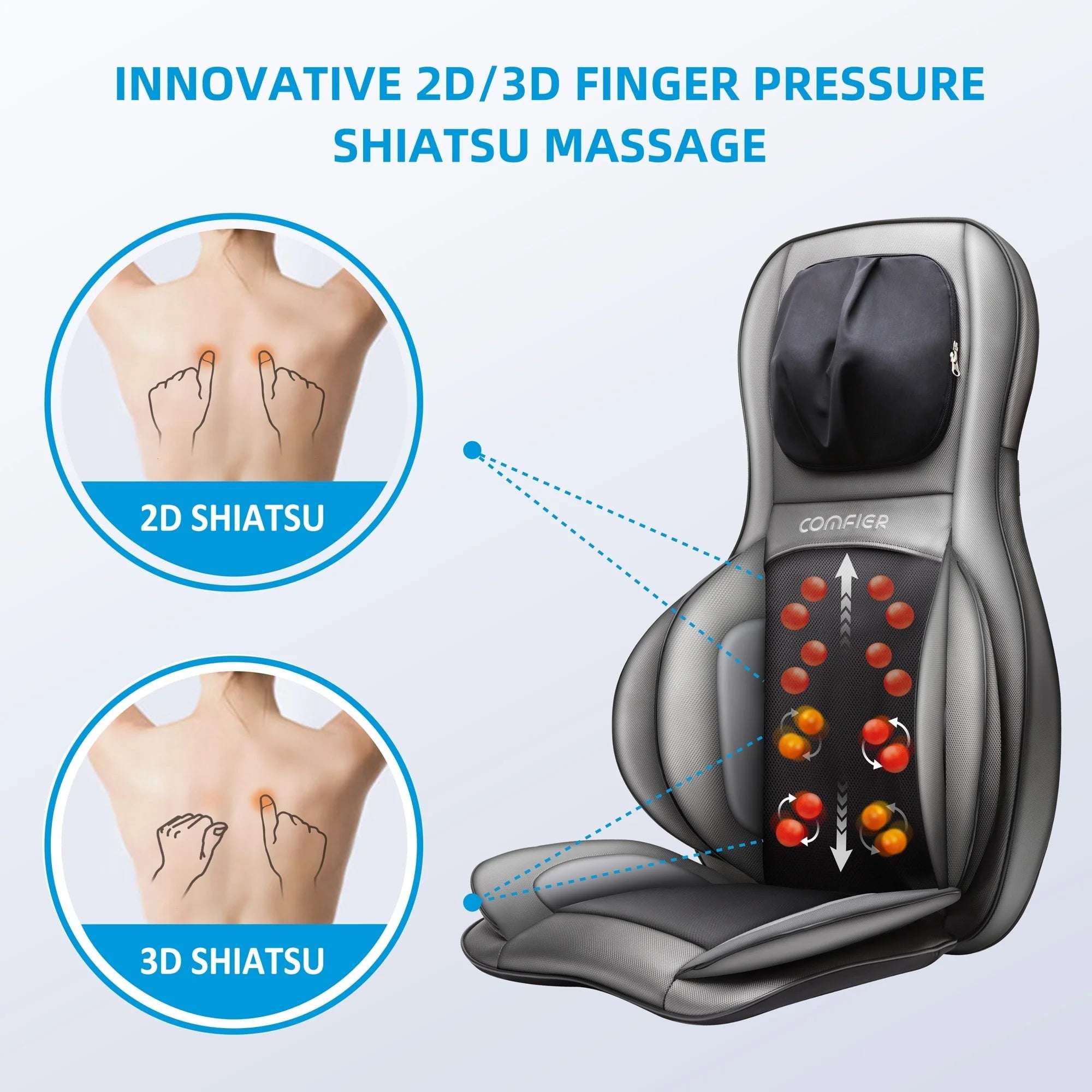 Shiatsu Neck and Back Massager with 3D Kneading and Heat Therapy - Alteris