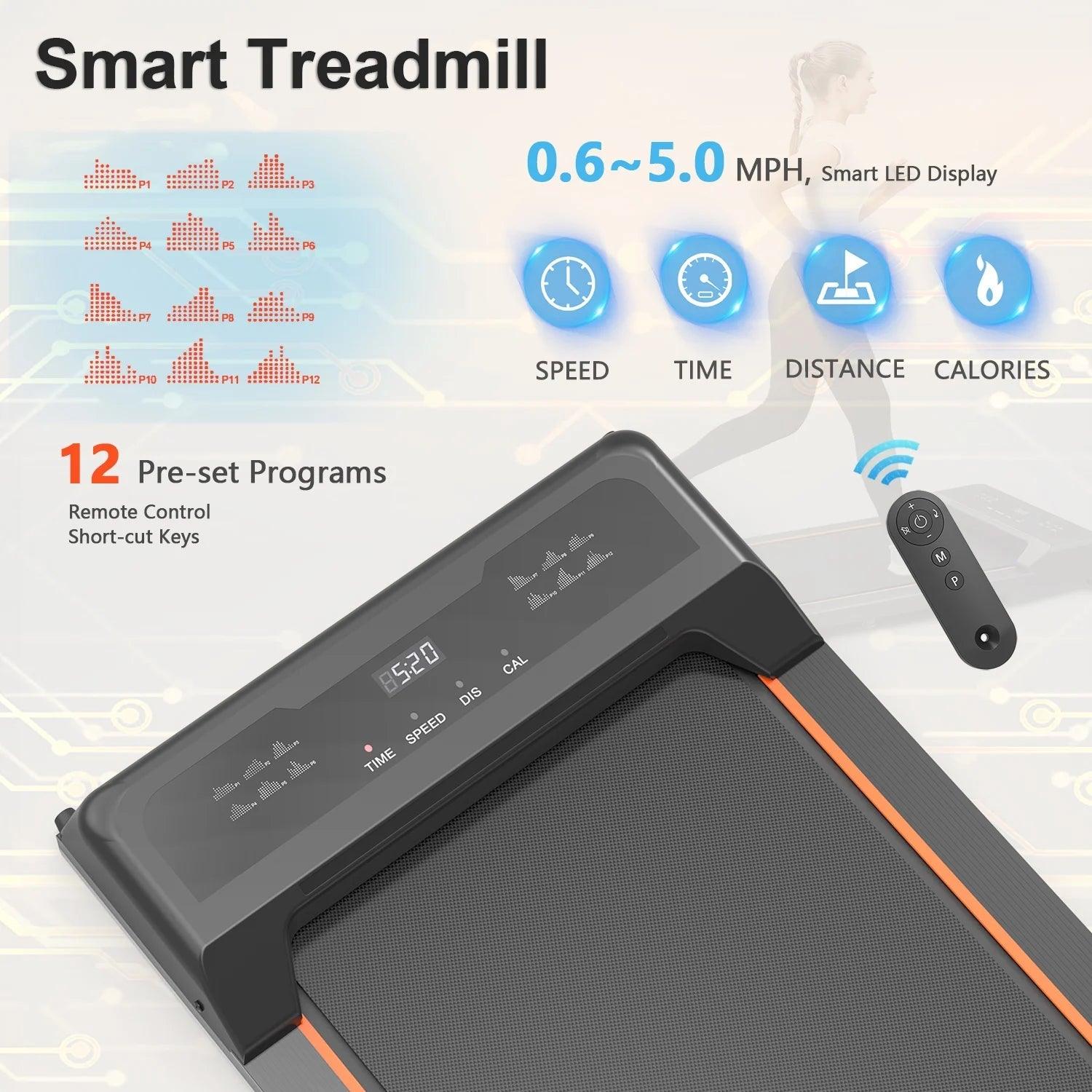 Under Desk Walking Pad Treadmill with LED Display and Remote Control Alteris