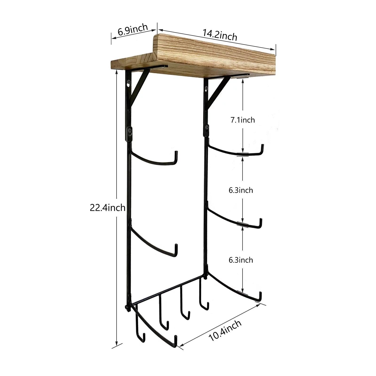 Wall Mounted Yoga Mat Holder with Hooks for Foam Rollers and Accessories Alteris