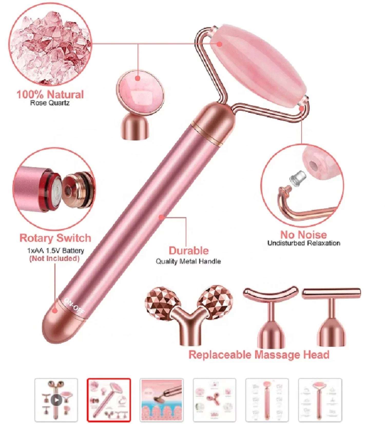 24K Gold Electric Face Massager with 5 - in - 1 Vibrating Beauty Tools - Alteris