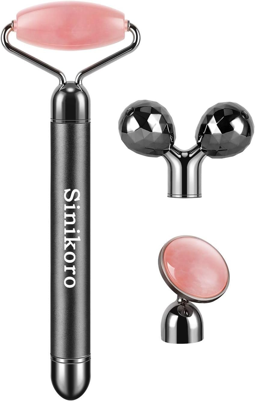 3 - in - 1 Electric Jade Roller and 3D Facial Massager Rose Quartz - Alteris