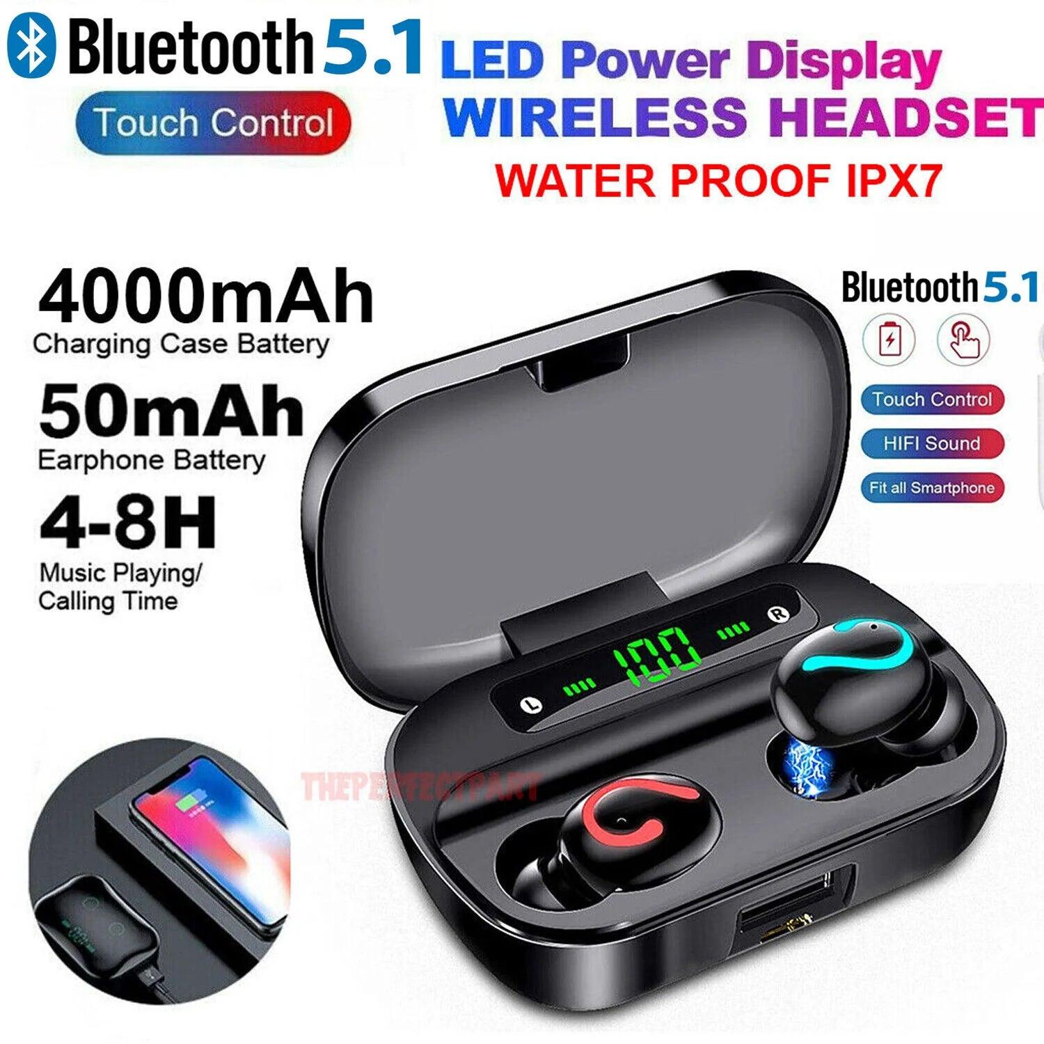 Bluetooth 5.1 TWS Wireless Earbuds with Stereo Sound and IPX7 Waterproof Alteris