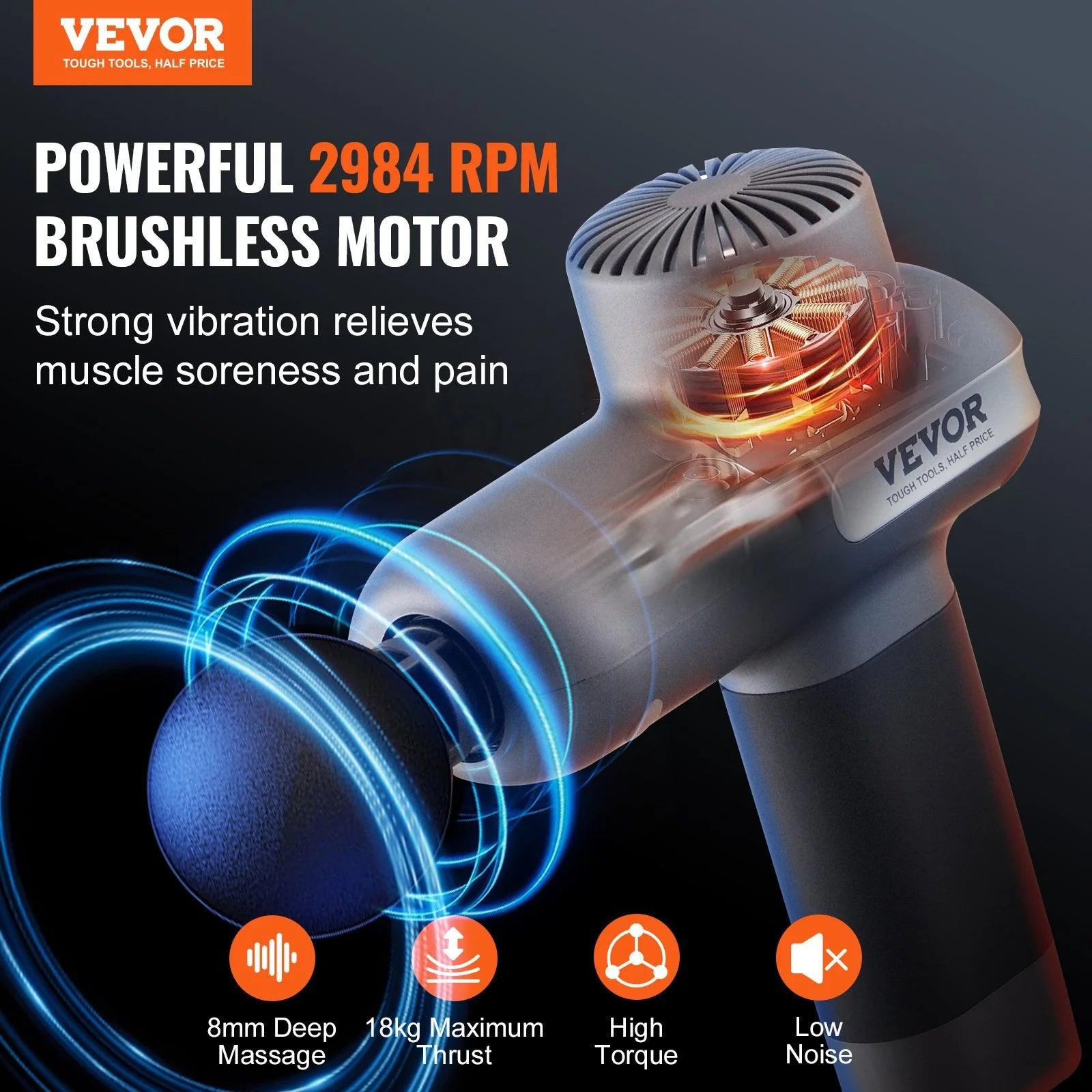 Deep Tissue Massage Gun with 5 Speed Levels and 6 Massage Heads for Pain Relief and Muscle Relaxation Alteris