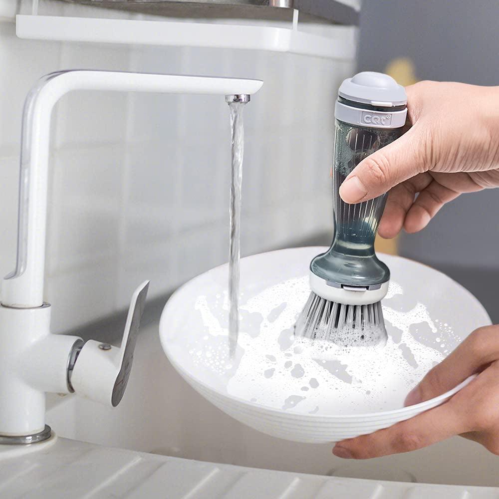 Dish Brush with Soap Dispenser for Kitchen Sink and Pot Cleaning Alteris