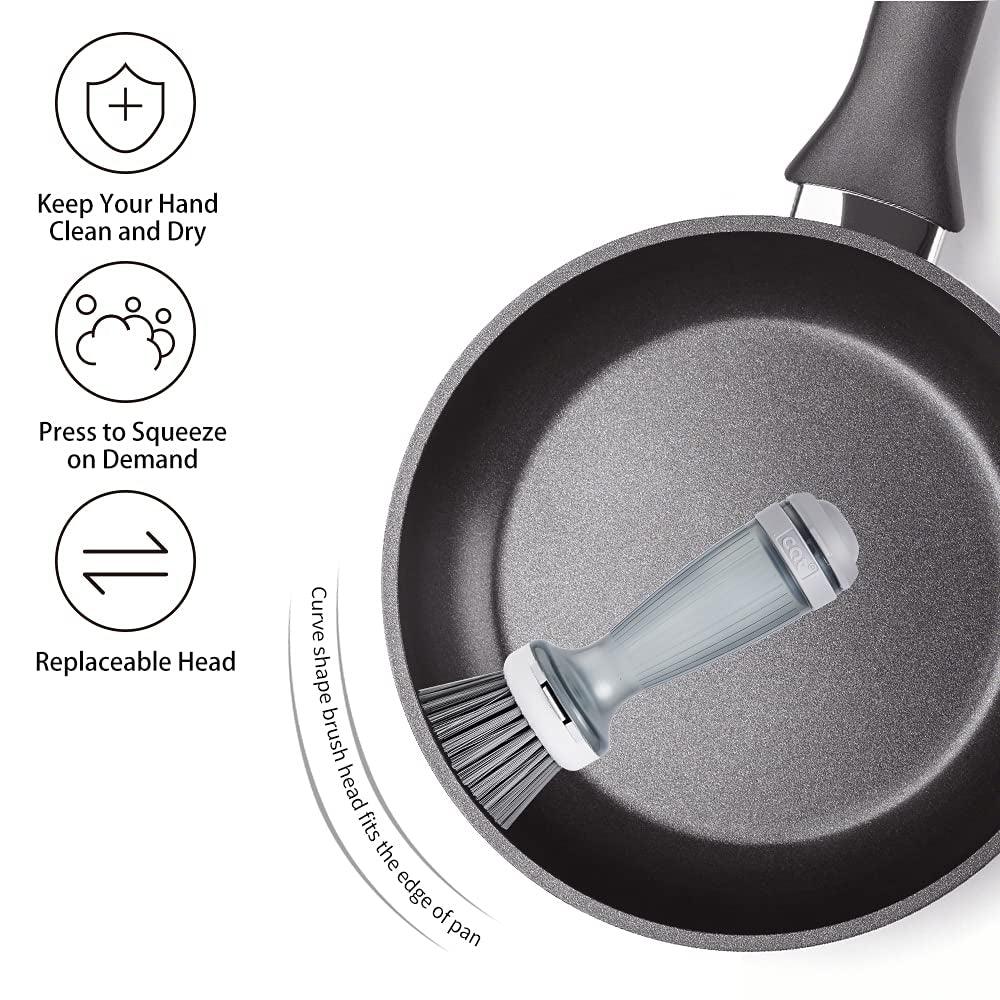 Dish Brush with Soap Dispenser for Kitchen Sink and Pot Cleaning Alteris