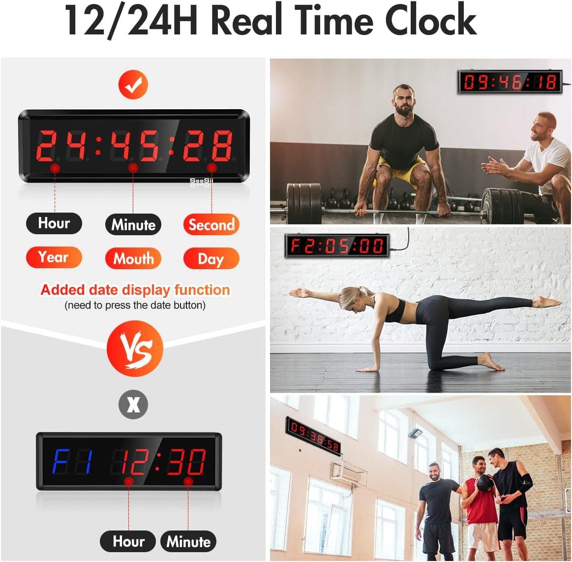 Gym Timer LED Workout Clock with Countdown Up and Remote Ultra-Clear Display Alteris
