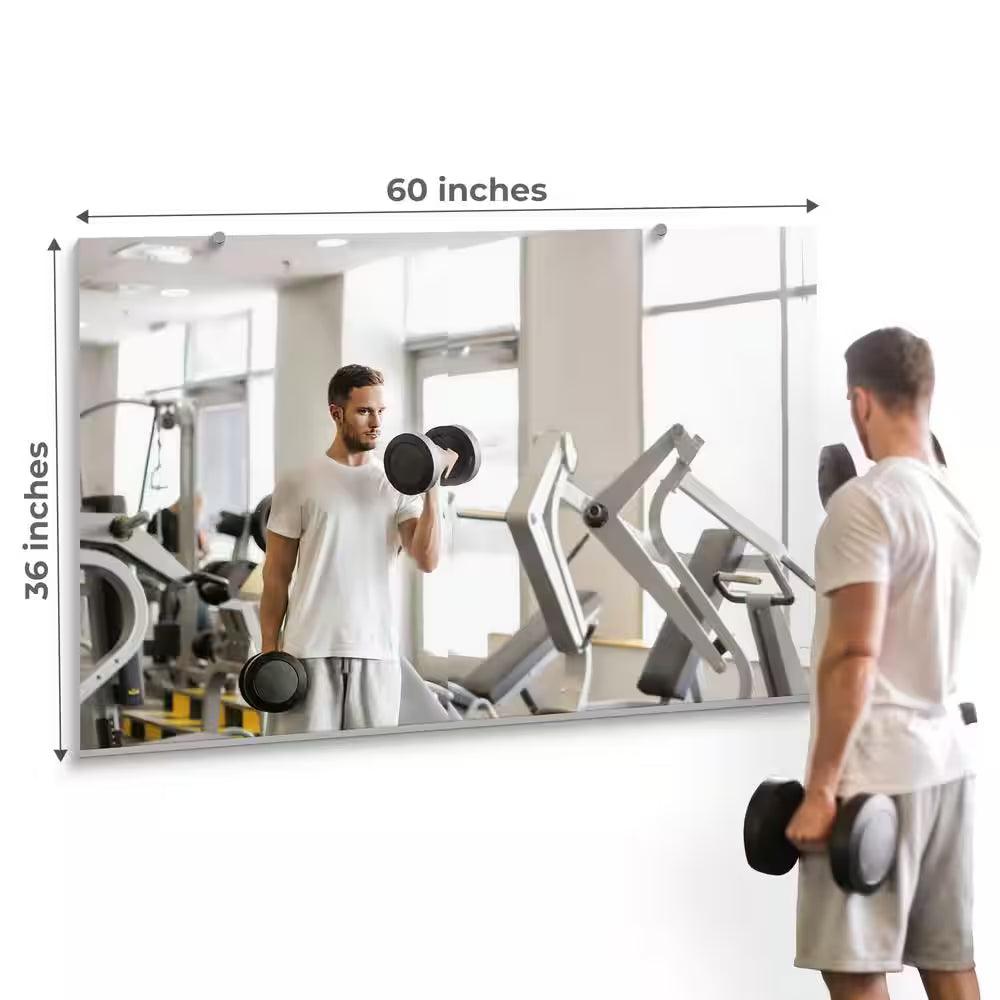 Gym Wall Mirror 36" W x 60" H with 1/4" Thick Safety-Backed Annealed Glass Alteris