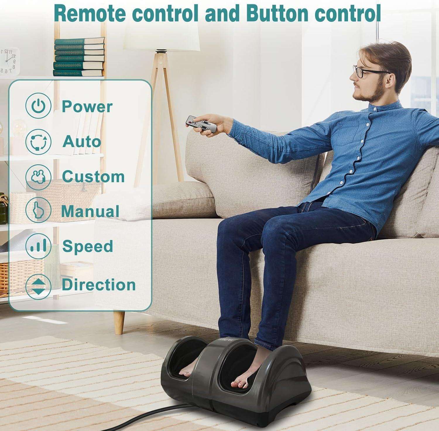Shiatsu Foot and Calf Massager with Remote for Pain Relief and Deep Kneading Alteris