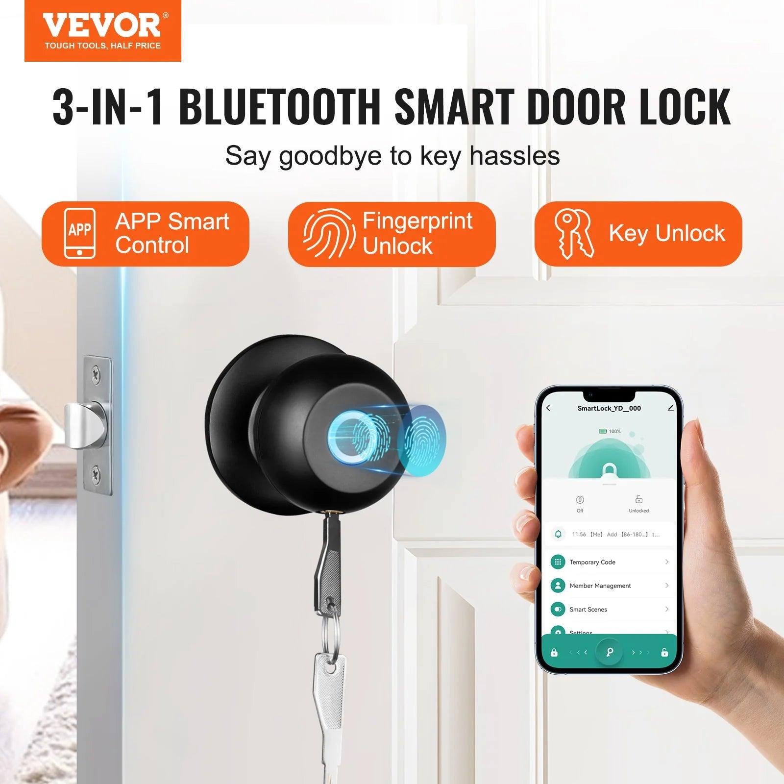 Biometric Smart Door Lock with Bluetooth and Fingerprint Control for Home and Office Alteris
