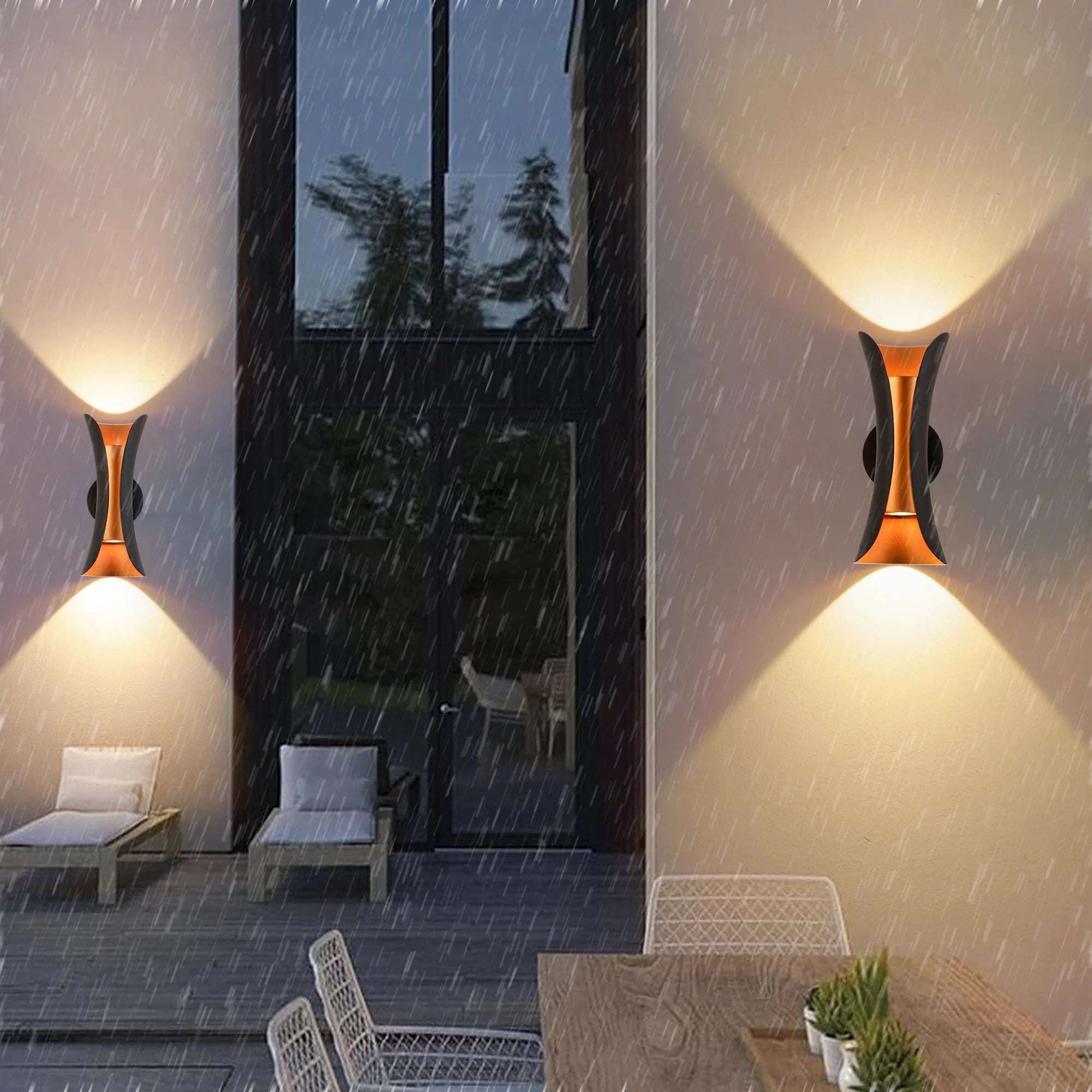 Black Golden Outdoor Wall Scone Curved Wall Lamp - Alteris