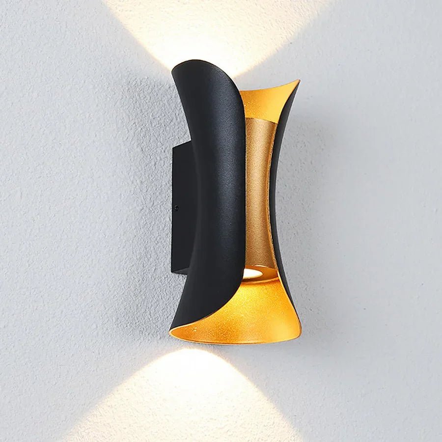 Black Golden Outdoor Wall Scone Curved Wall Lamp - Alteris
