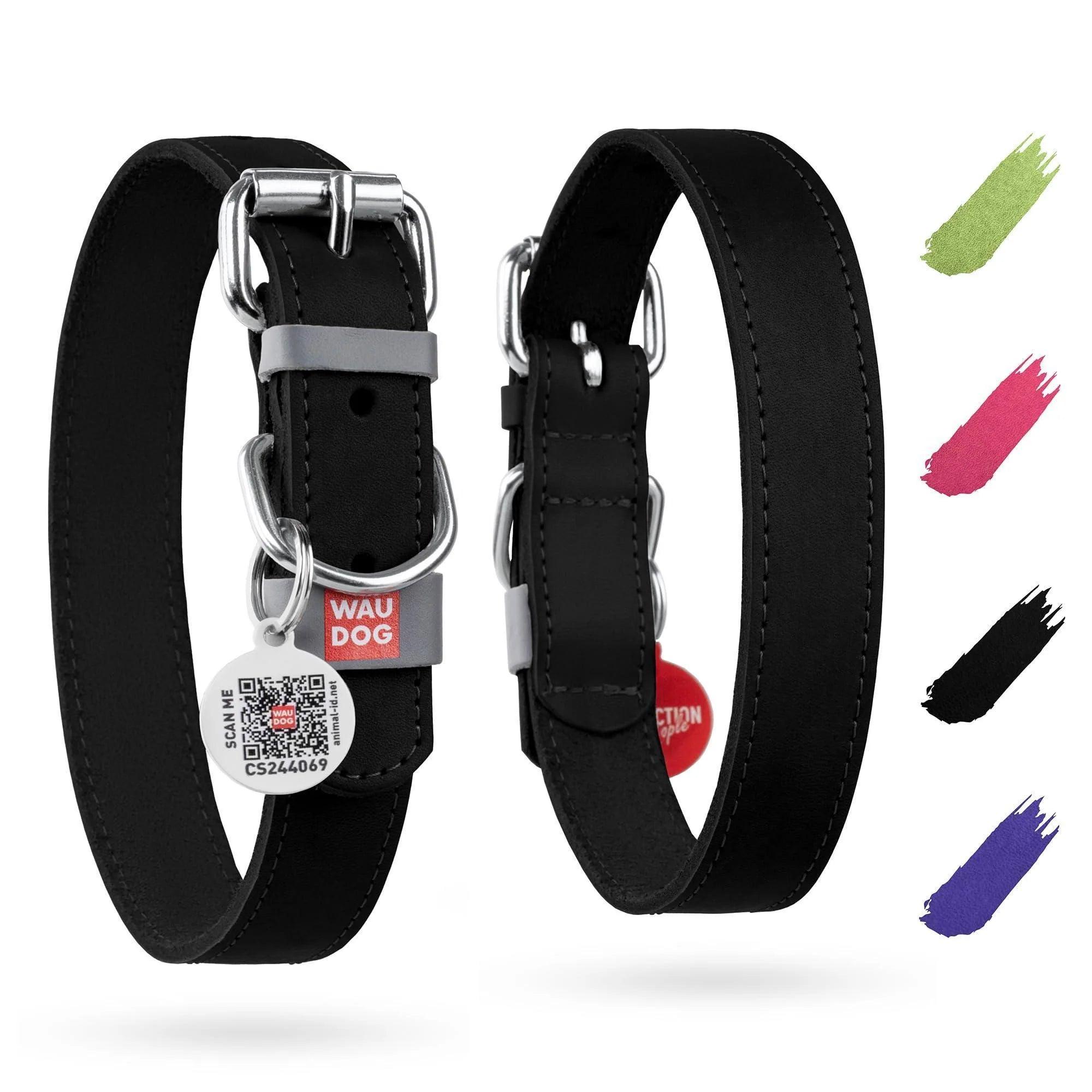 Black Long-Lasting Leather Dog Collar for X-Small Dogs 8-11 Inch Neck Alteris