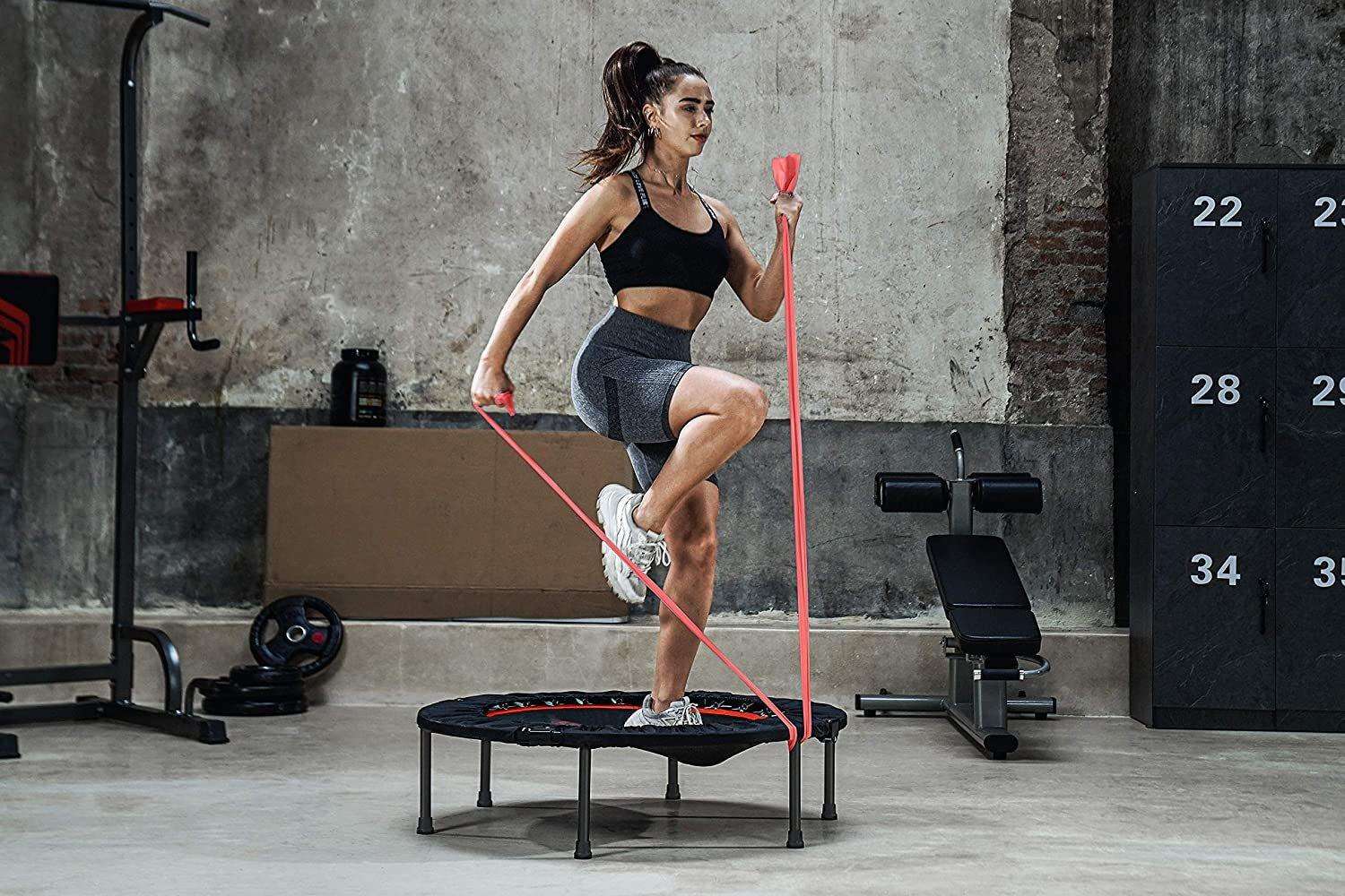 Folding Mini Trampoline with Adjustable Rebounder for Indoor Fitness - Alteris
