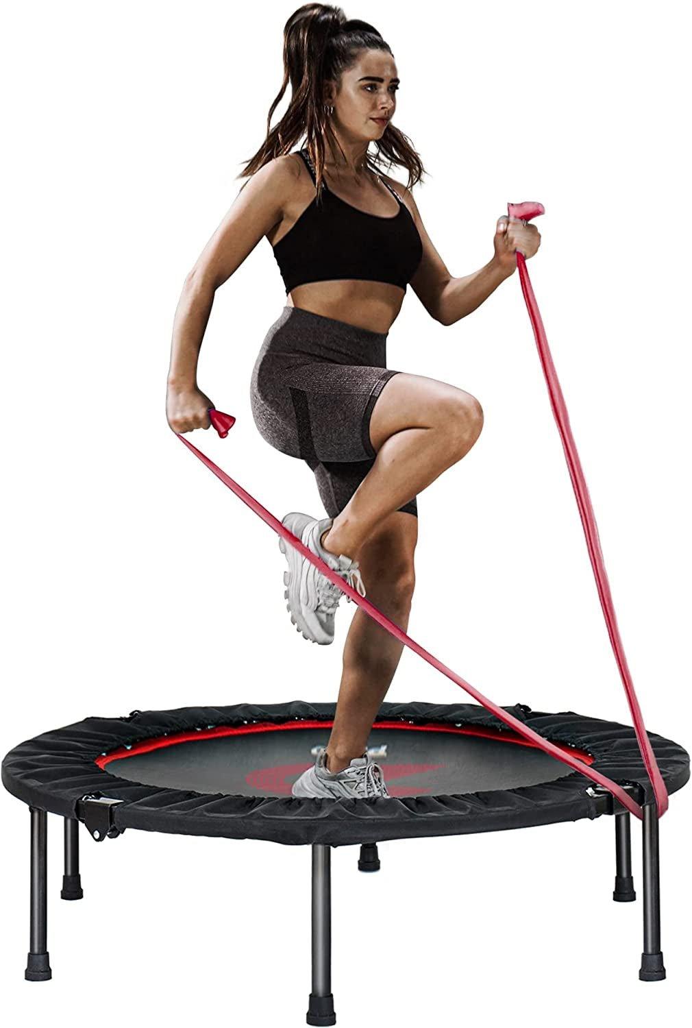 Folding Mini Trampoline with Adjustable Rebounder for Indoor Fitness - Alteris