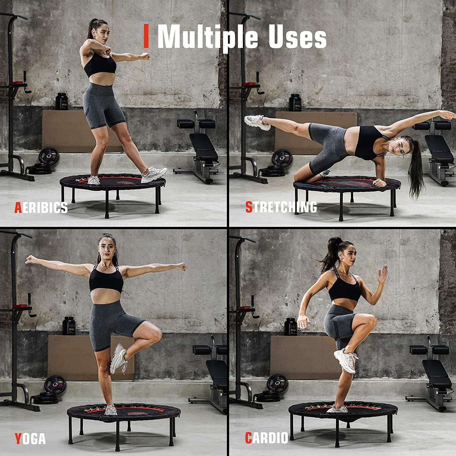 Folding Mini Trampoline with Adjustable Rebounder for Indoor Fitness - Alteris
