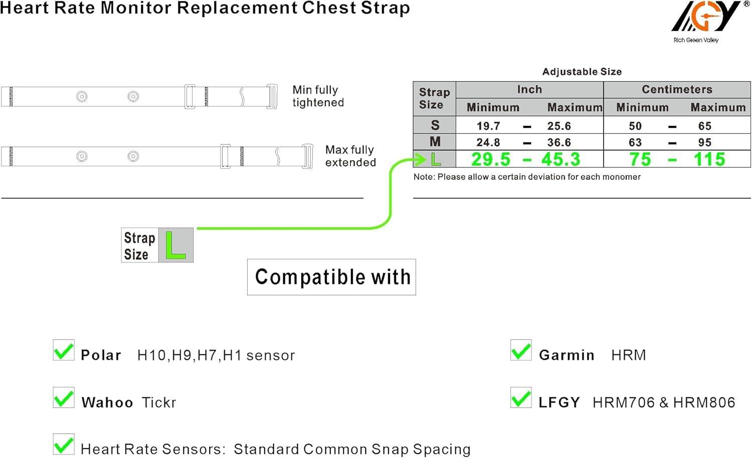 Heart Rate Monitor Chest Strap Replacement for Polar H10 H7 H1 Wahoo Garmin Alteris