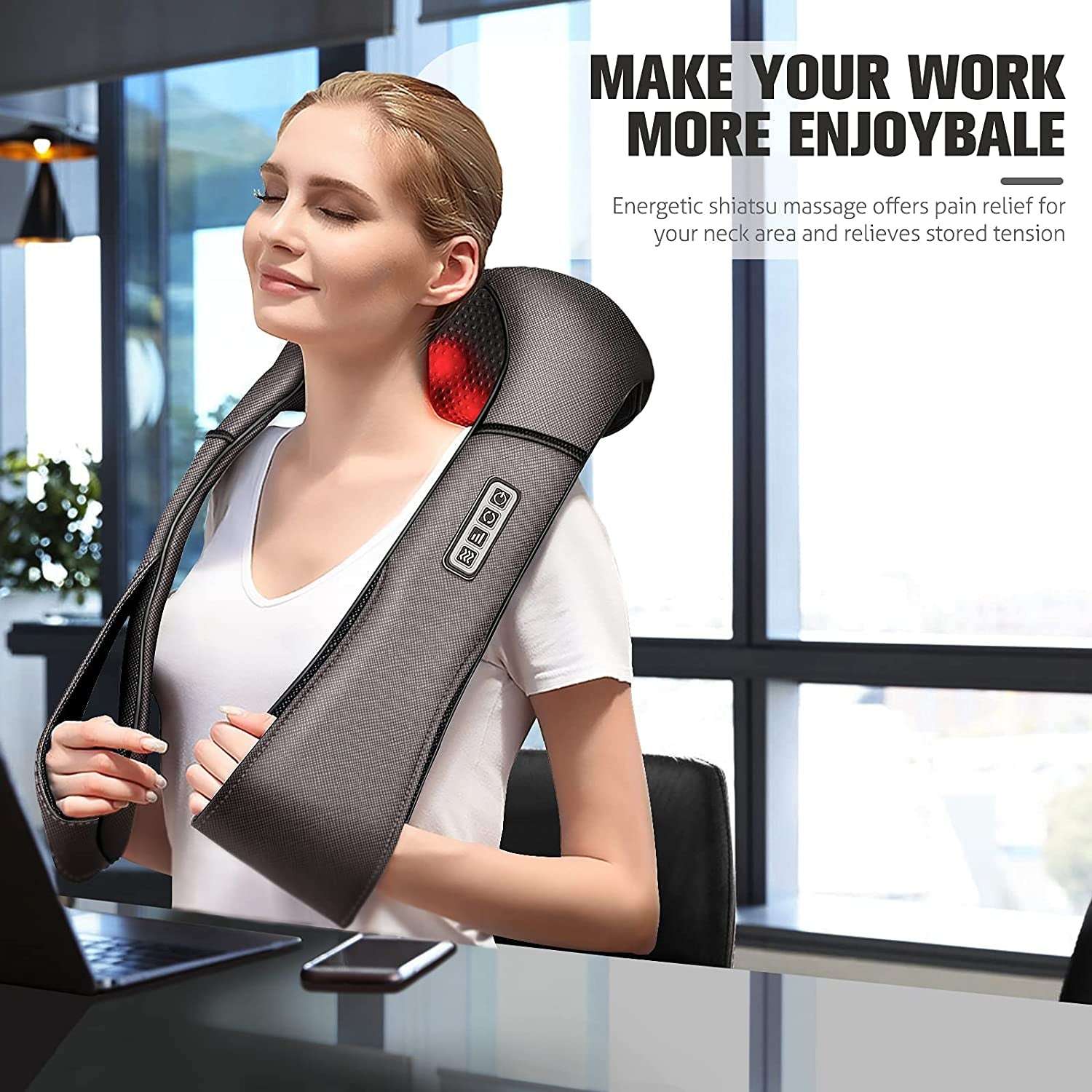 Heated Shiatsu Neck Massager for Pain Relief & Relaxation - Alteris