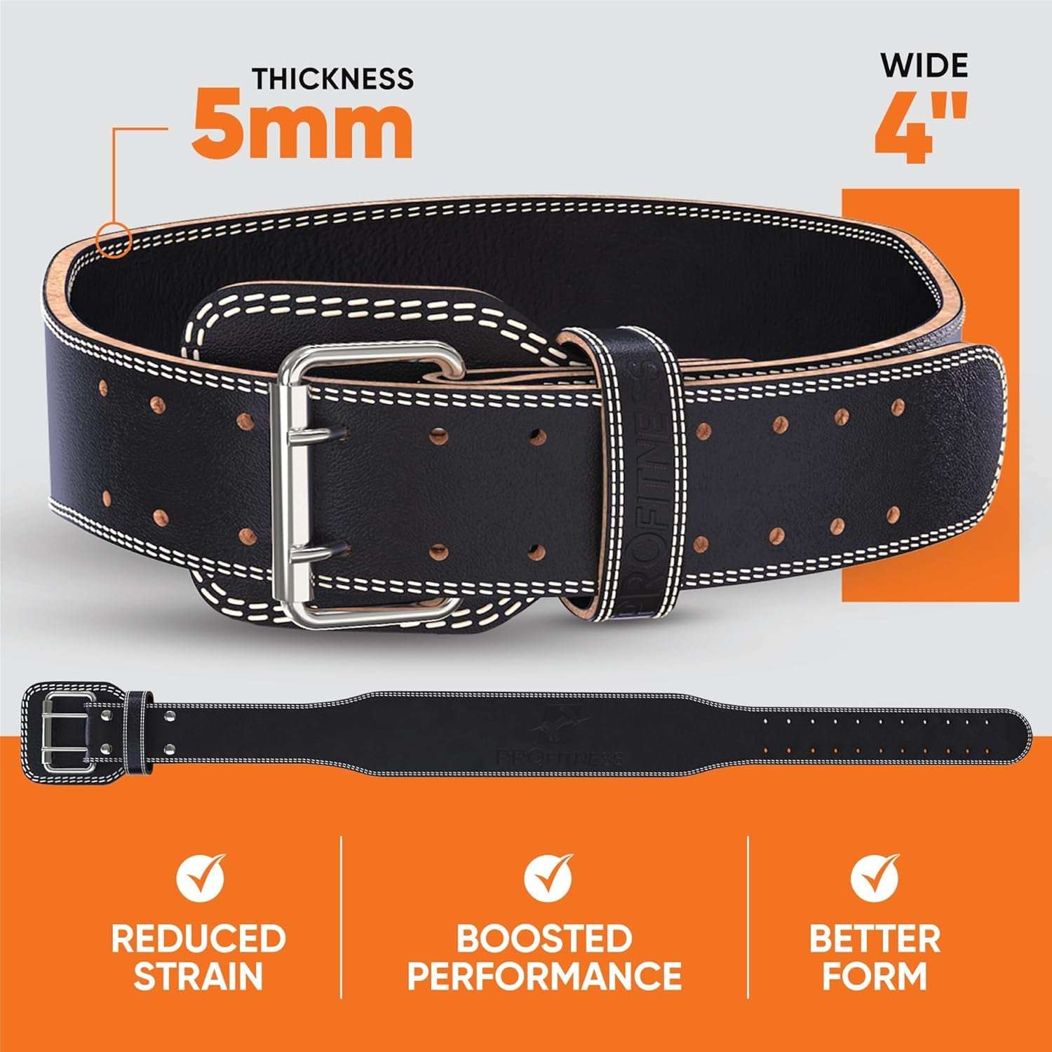 Premium Weight Lifting Belt for Back Support Squats and Powerlifting - Alteris
