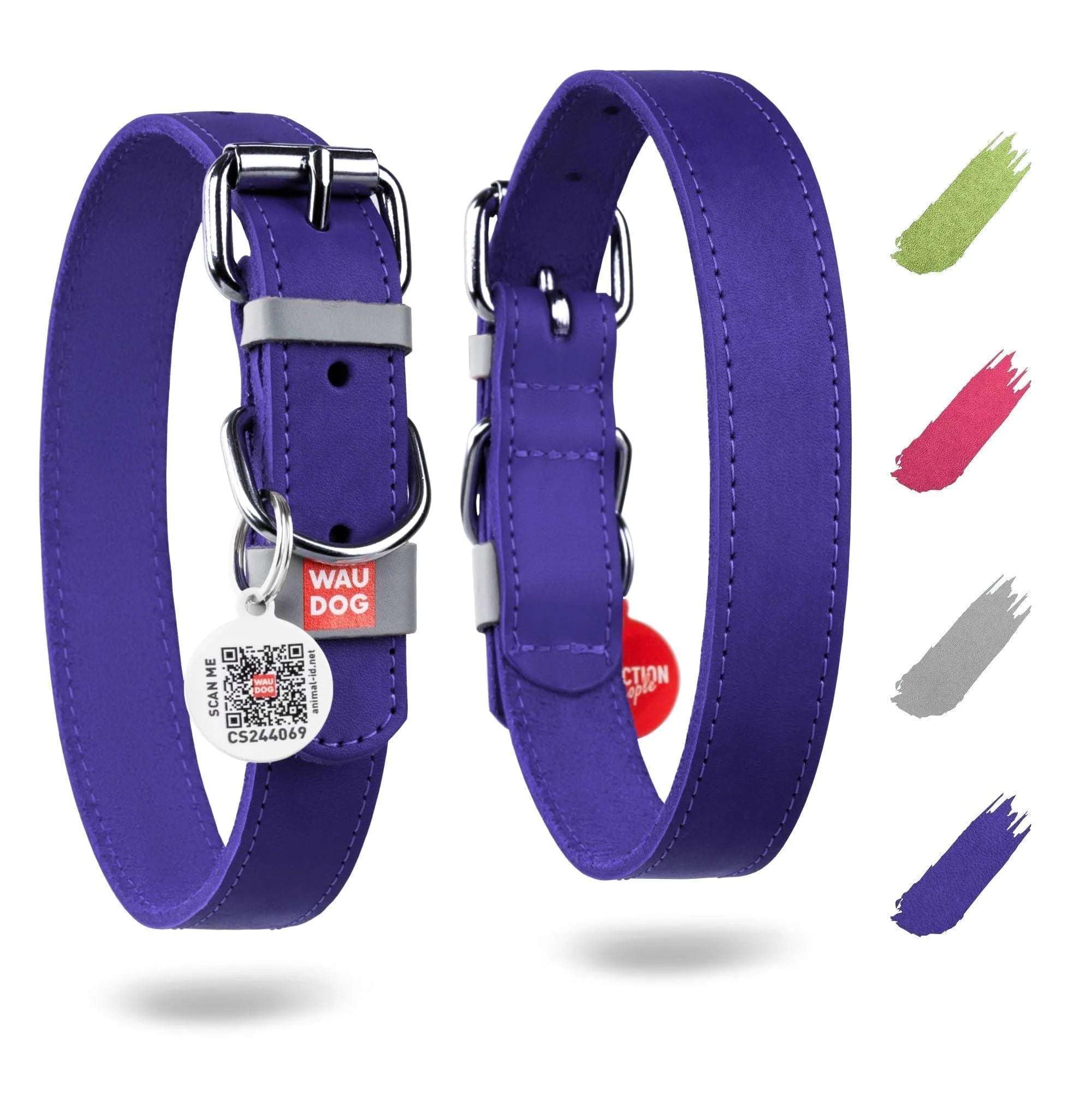 Purple Durable Leather Dog Collar for Large Dogs - Alteris