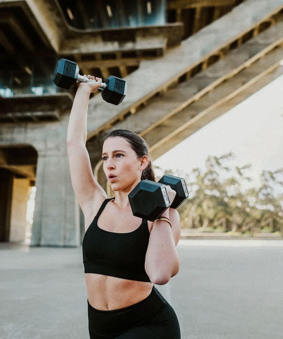 Rubber HEX Dumbbell Pair Free Weights in Multiple Sizes - Alteris