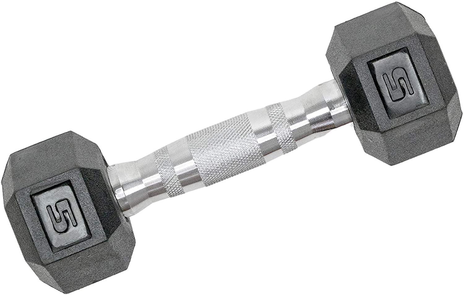 Rubber HEX Dumbbell Pair Free Weights in Multiple Sizes - Alteris