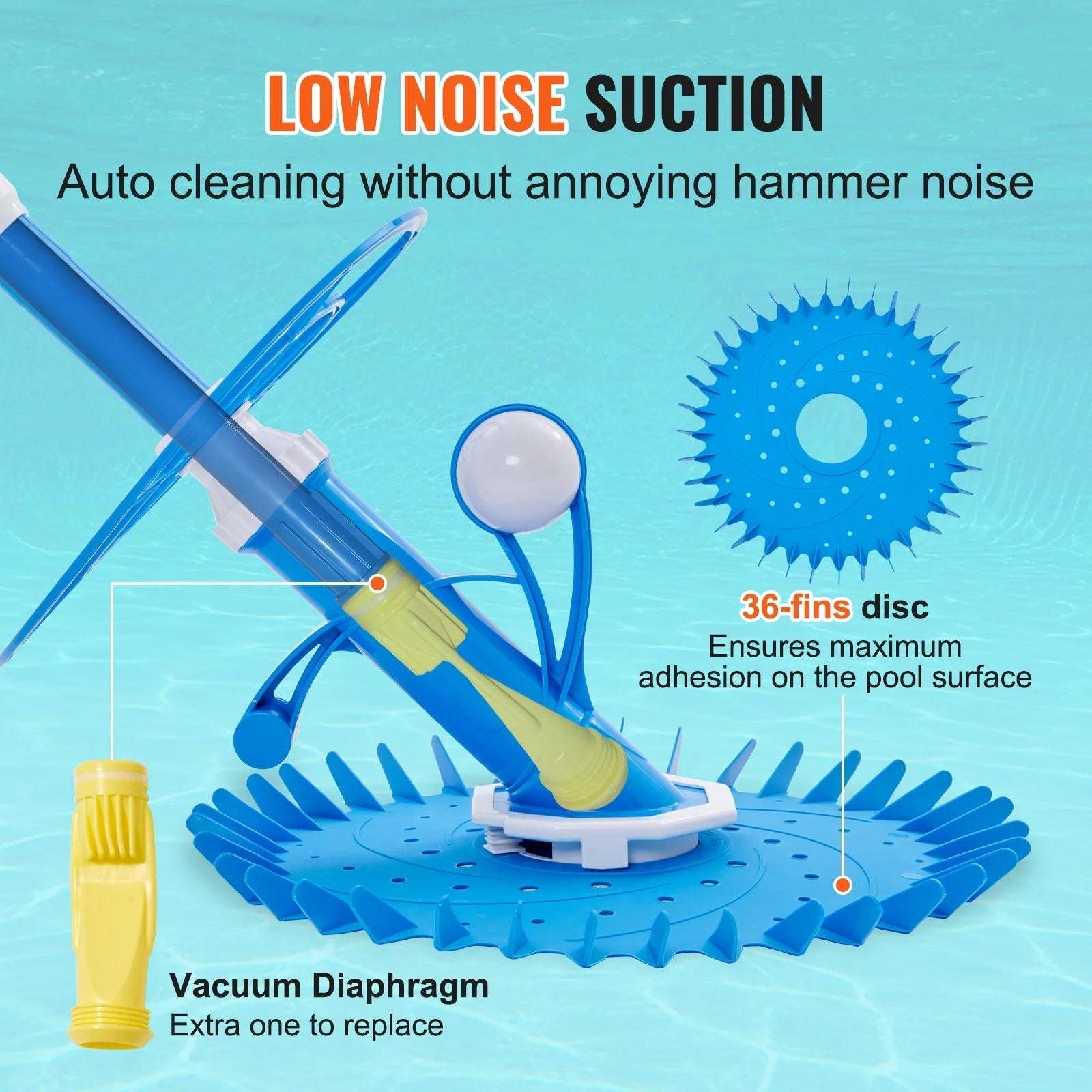 VEVOR Automatic Suction Pool Cleaner Low Noise with Side Climbing Alteris
