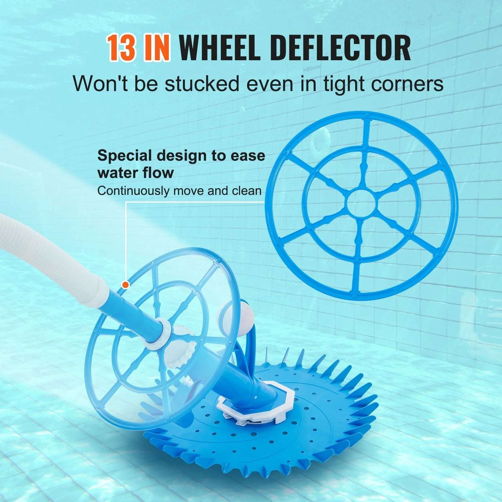 VEVOR Automatic Suction Pool Cleaner Low Noise with Side Climbing - Alteris
