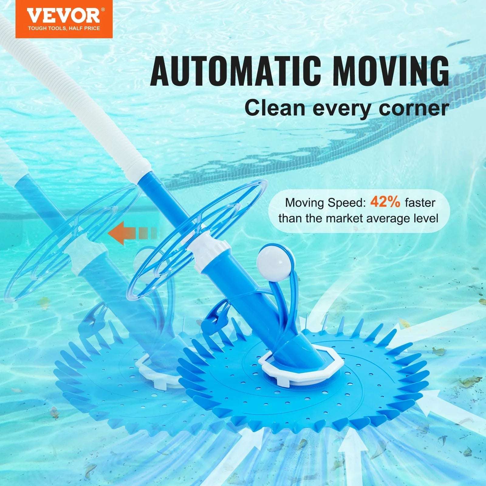VEVOR Automatic Suction Pool Cleaner Low Noise with Side Climbing - Alteris