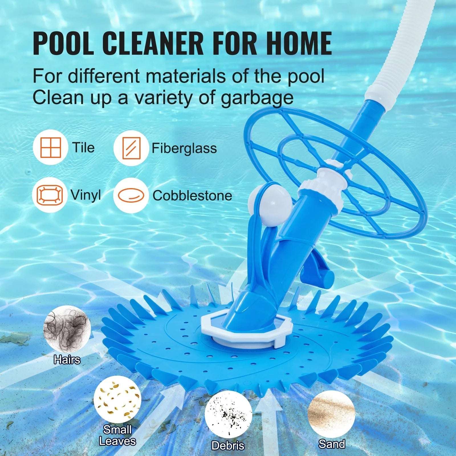 VEVOR Automatic Suction Pool Cleaner Low Noise with Side Climbing - Alteris