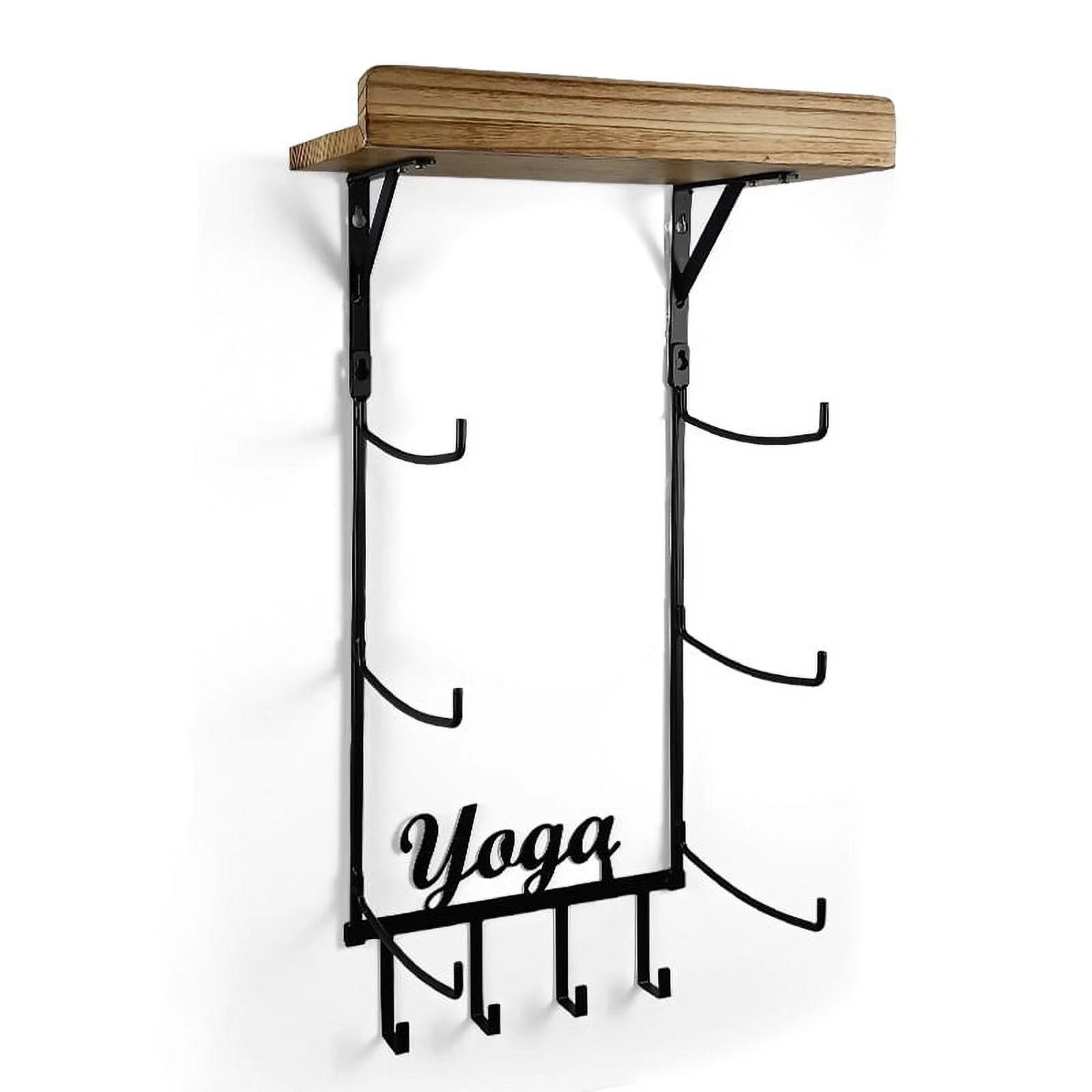 Wall Mounted Yoga Mat Holder with Hooks for Foam Rollers and Accessories Alteris